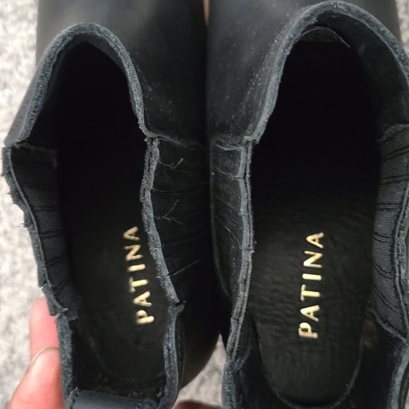 Patina Black Stack Heel Slip On Ankle Boots Size 9.5 - Picture 7 of 8